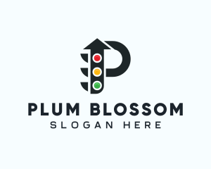 Arrow Traffic Light Letter P logo design