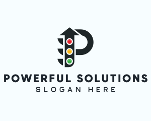 Arrow Traffic Light Letter P logo design