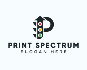 Arrow Traffic Light Letter P logo design