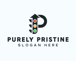 Arrow Traffic Light Letter P logo design