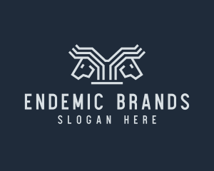 Equestrian Double Horse Mane logo design