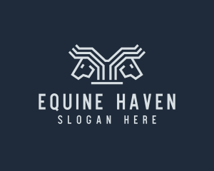 Equestrian Double Horse Mane logo design