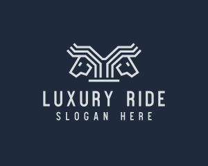 Equestrian Double Horse Mane logo design