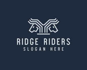 Equestrian Double Horse Mane logo design