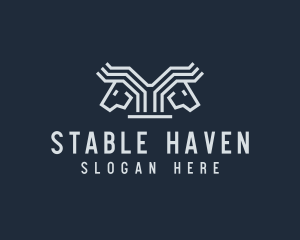 Equestrian Double Horse Mane logo