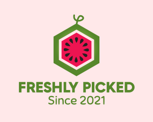 Hexagon Watermelon Fruit  logo design