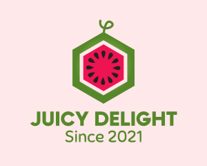 Hexagon Watermelon Fruit  logo design