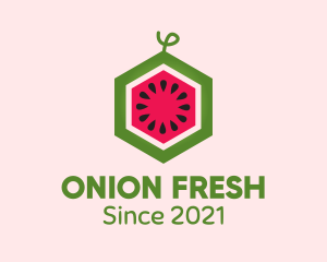 Hexagon Watermelon Fruit  logo design