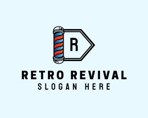 Retro Barber Pole logo design