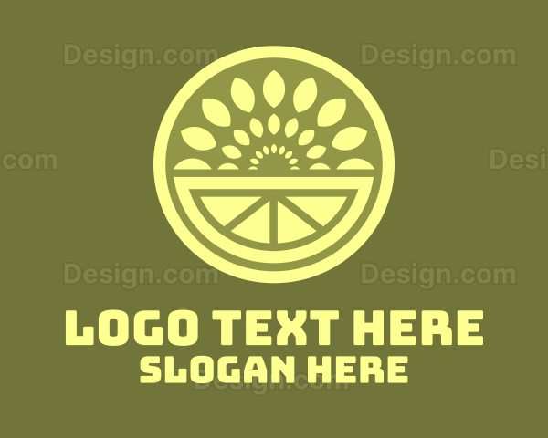 Green Fruit Leaf Burst Logo