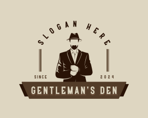 Suit Hat Gentleman logo design