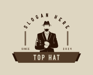 Suit Hat Gentleman logo design