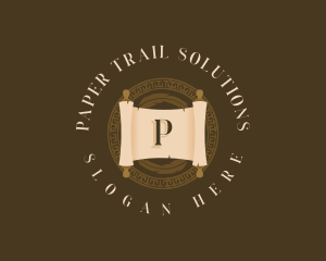 Notary Paper Scroll logo design