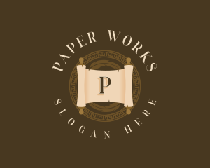 Notary Paper Scroll logo design