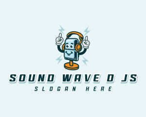 Microphone Headphones Broadcast logo design