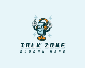 Microphone Headphones Broadcast logo design