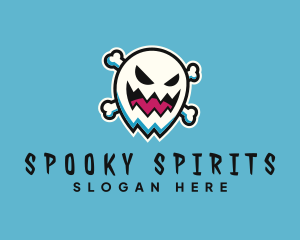 Spooky Ghost Crossbones logo design