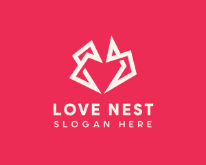 Origami Polygon Heart logo design