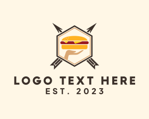 Hamburger Hand Hipster Badge logo