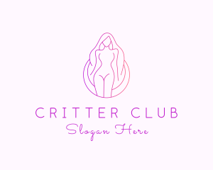 Gradient Nude Lady logo design