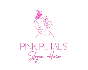 Pink Butterfly Lady logo design