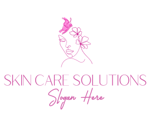 Pink Butterfly Lady logo design