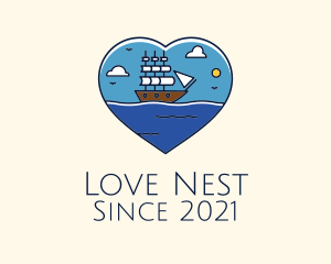 Heart Sail Ship logo design