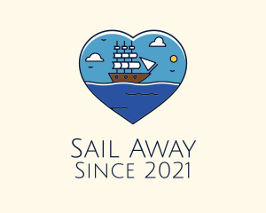 Heart Sail Ship logo design