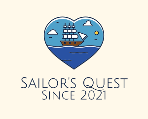 Heart Sail Ship logo design