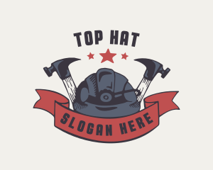 Hard Hat Hammer Banner logo design