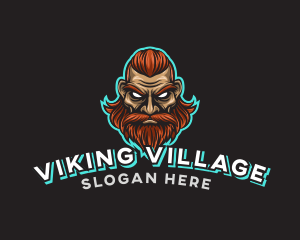 Beard Viking Man Gaming logo design