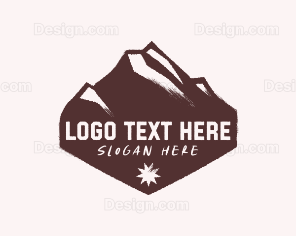 Mountain Hexagon Star Badge Logo