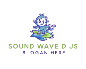 Monkey Surfer Wave logo design