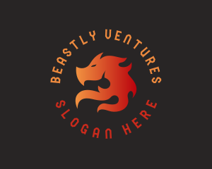 Flame Dragon Head Beast logo design