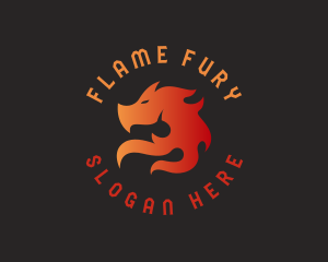 Flame Dragon Head Beast logo design