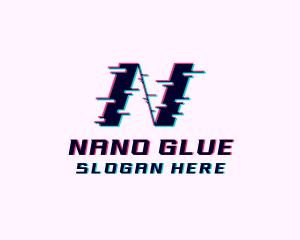 Glitch Anaglyph Letter N logo design