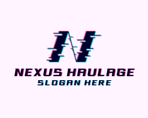 Glitch Anaglyph Letter N logo design