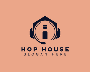 House Headphone Record logo design