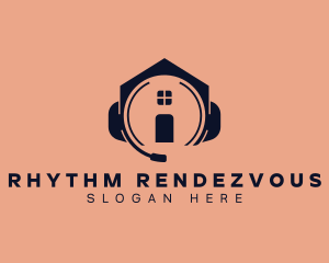 House Headphone Record logo design