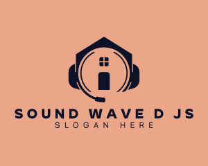 House Headphone Record logo design