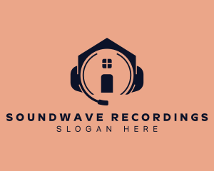 House Headphone Record logo design