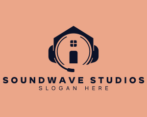 House Headphone Record logo design