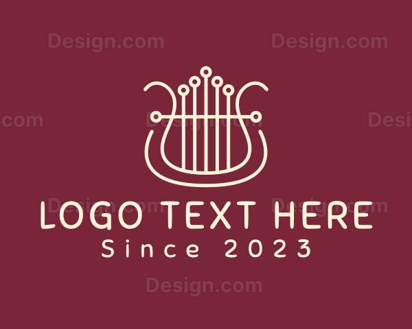 Minimalist Harp Lyre Design Logo