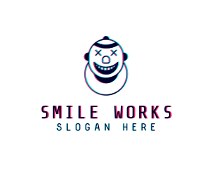 Glitch Smiling Clown logo design