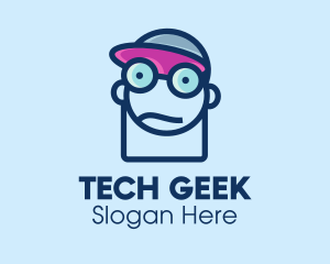 Boy Geek Line Art  logo design