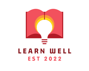 Book lightbulb Learning logo design