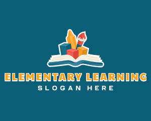 Book Learning Art Kindergarten logo design