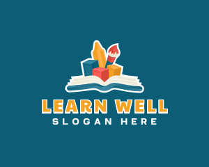 Book Learning Art Kindergarten logo design