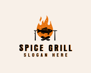 Flaming Fish Grill logo design