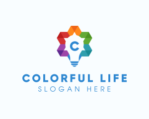 Colorful Geometric Star Bulb  logo design